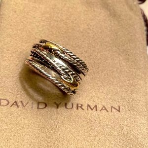 Double X Crossover Ring with 18K Yellow Gold